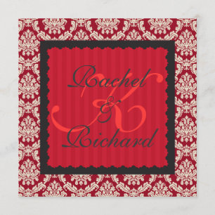 CLASSY RED DAMASK INVITATION FOR RENEWAL OF VOWS/