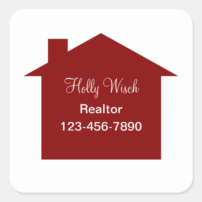 Classy Red House Symbol Realtor Sticker Labels (Front)