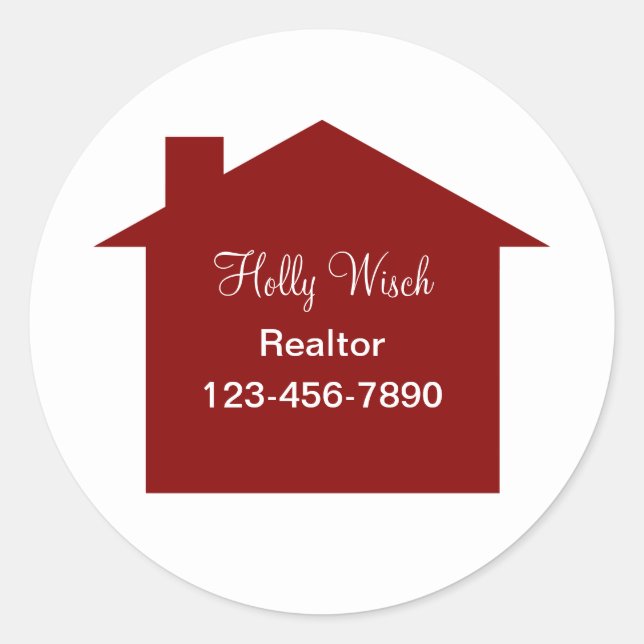 Classy Red House Symbol Realtor Sticker Labels (Front)
