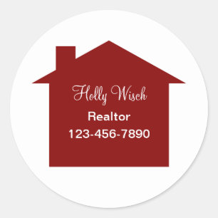 Classy Red House Symbol Realtor Sticker Labels