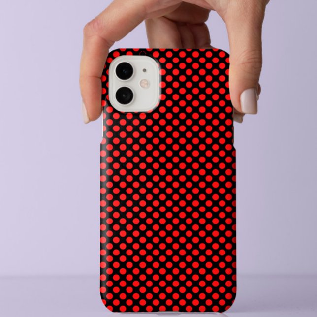 Classy Red POlka dots pattern On Stylish Black Case-Mate iPhone Case (Creator Uploaded)
