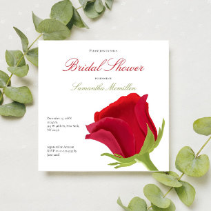 Classy Red Rose Bridal Shower  Invitation