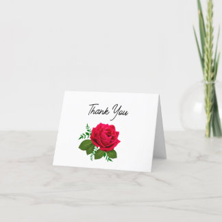 Classy Red Rose Floral Thank You Cards