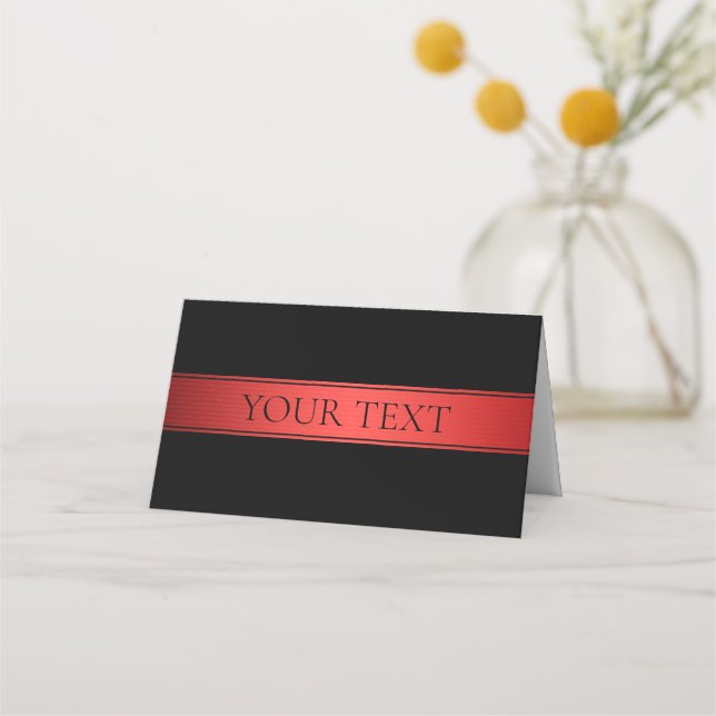 Classy Red Stripe & Black Background or DIY Place Card (Front)