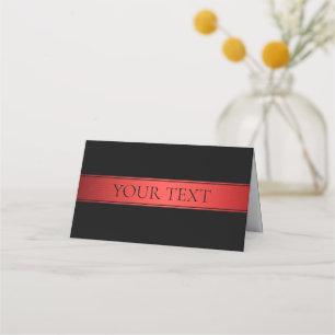 Classy Red Stripe & Black Background or DIY Place Card