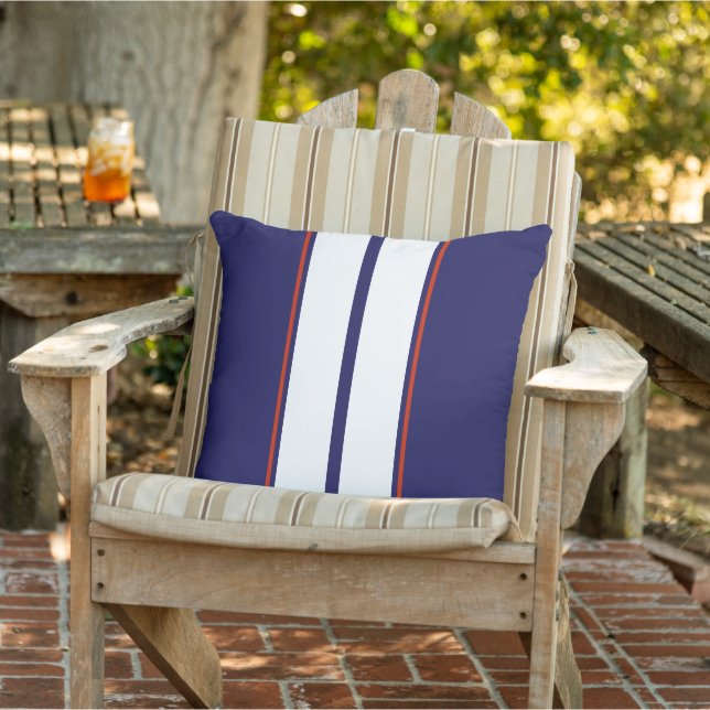 Classy Red, White, and Blue Racing Stripes Cushion (Chair)