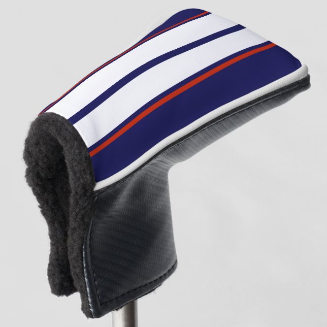 Classy Red, White, and Blue Racing Stripes Golf Head Cover (3/4 Front)