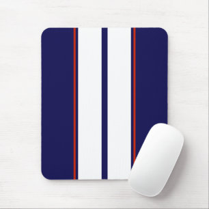 Classy Red, White, and Blue Racing Stripes Mouse Mat