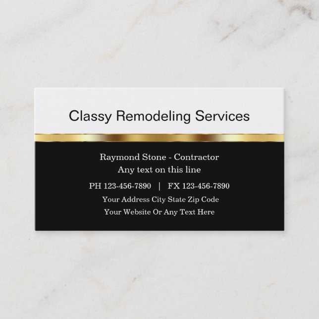 Classy Remodeling Business Cards (Front)