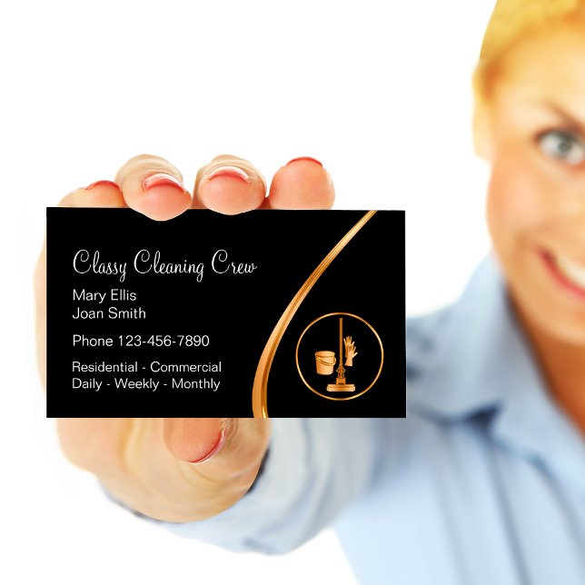 Classy Residential Commercial Cleaning Service Business Card (Creator Uploaded)