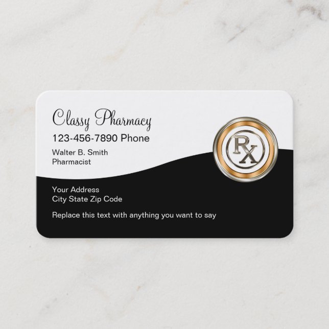 Classy Retail Pharmacy Design Business Card (Front)