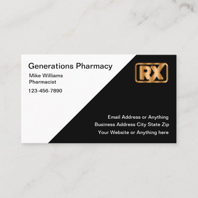 Classy Retail Pharmacy Pharmacist Business Cards (Front)