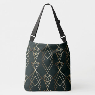 Classy Retro Design in Black and Gold Crossbody Bag