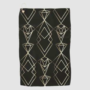 Classy Retro Design in Black and Gold Golf Towel
