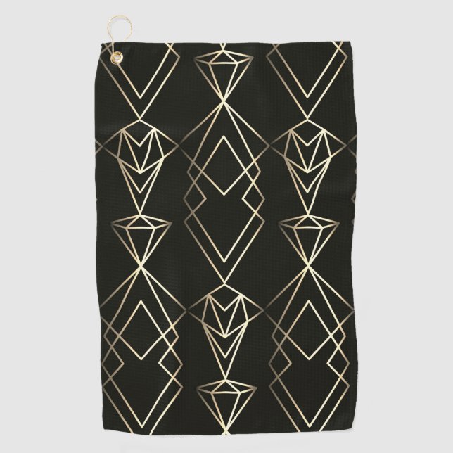 Classy Retro Design in Black and Gold  Golf Towel (Front)