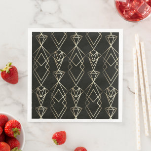 Classy Retro Design in Black and Gold  Napkin