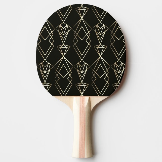 Classy Retro Design in Black and Gold  Ping Pong Paddle (Front)