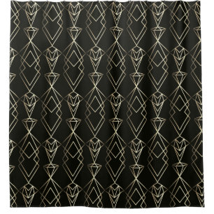 Classy Retro Design in Black and Gold  Shower Curtain