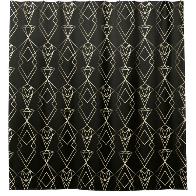 Classy Retro Design in Black and Gold  Shower Curtain (Front)