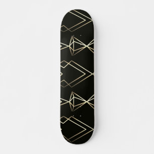 Classy Retro Design in Black and Gold  Skateboard
