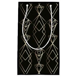 Classy Retro Design in Black and Gold Small Gift Bag