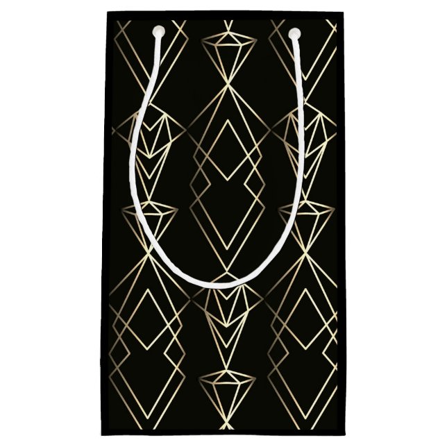 Classy Retro Design in Black and Gold  Small Gift Bag (Front)