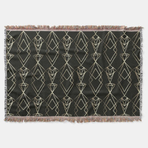 Classy Retro Design in Black and Gold Throw Blanket