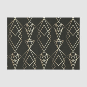 Classy Retro Design in Black and Gold Tissue Paper