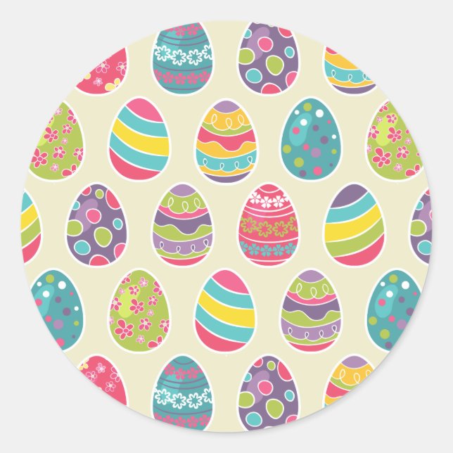 Classy Retro Easter Eggs Happy Easter Day Classic Round Sticker (Front)