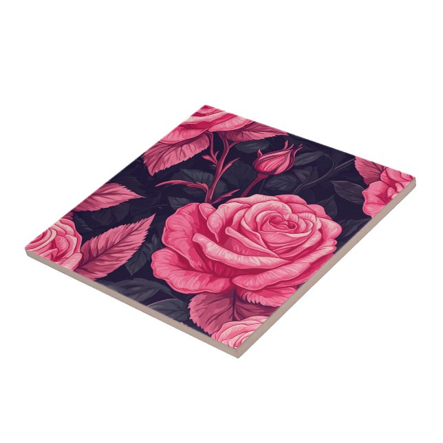 Classy Retro Rose Ceramic Tiles  For Bathroom Wall (Side)
