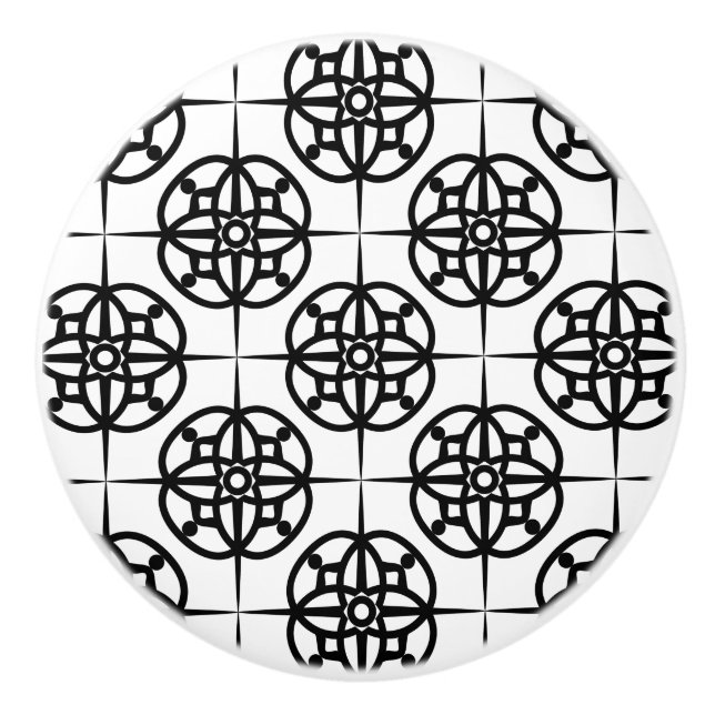 Classy Retro Vibe Geometric Pattern Ceramic Knob (Front)