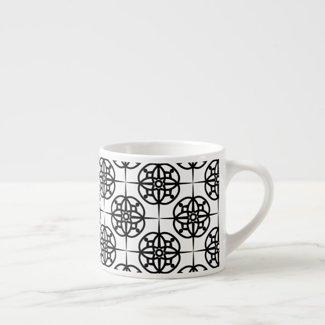Classy Retro Vibe Geometric Pattern Espresso Cup (Right)