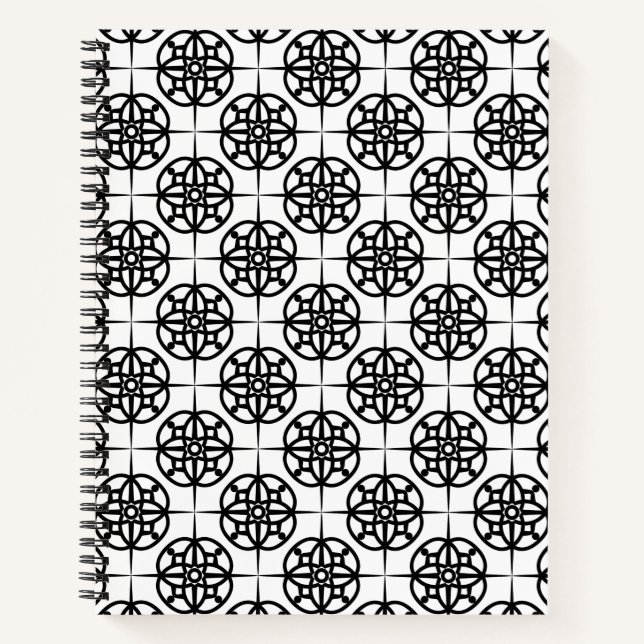 Classy Retro Vibe Geometric Pattern Notebook (Front)