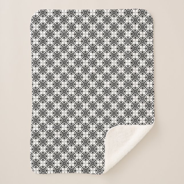 Classy Retro Vibe Geometric Pattern Sherpa Blanket (Front)