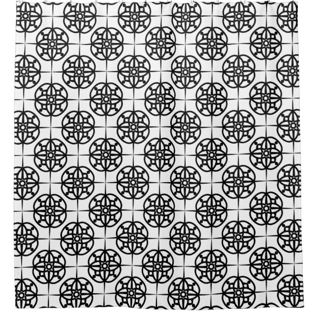 Classy Retro Vibe Geometric Pattern Shower Curtain (Front)