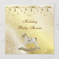 Classy Rocking Horse Neutral Christmas Baby Shower