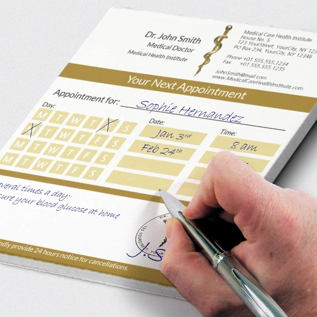 Classy Rod of Asclepius Gold Medical Appointment Notepad (Creator Uploaded)