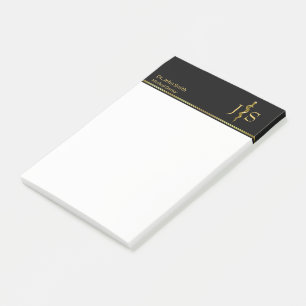 Classy Rod of Asclepius Gold on Black Medical Post-it Notes