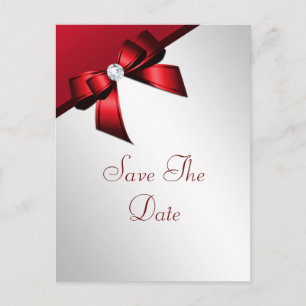 Classy Romantic Red & Silver Birthday Party Announcement Postcard