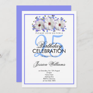 Classy Romantic White Flowers Birthday Invitation