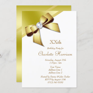 Classy Romantic White & Gold Birthday Party Invitation