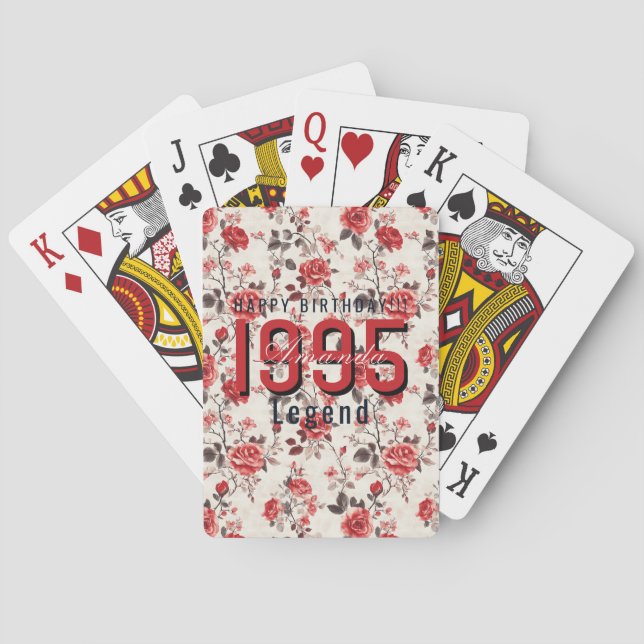 Classy Rose Flower 90Th Birthday Playing Cards (Back)