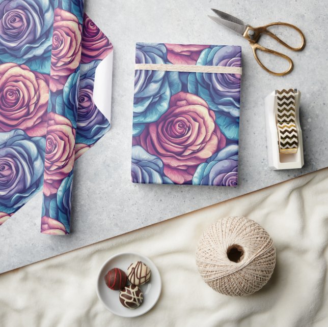Classy Rose Flower Boho Wrapping Paper (Crafts)