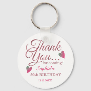 Classy Rose Gold 50th Birthday Thank You Favour Key Ring