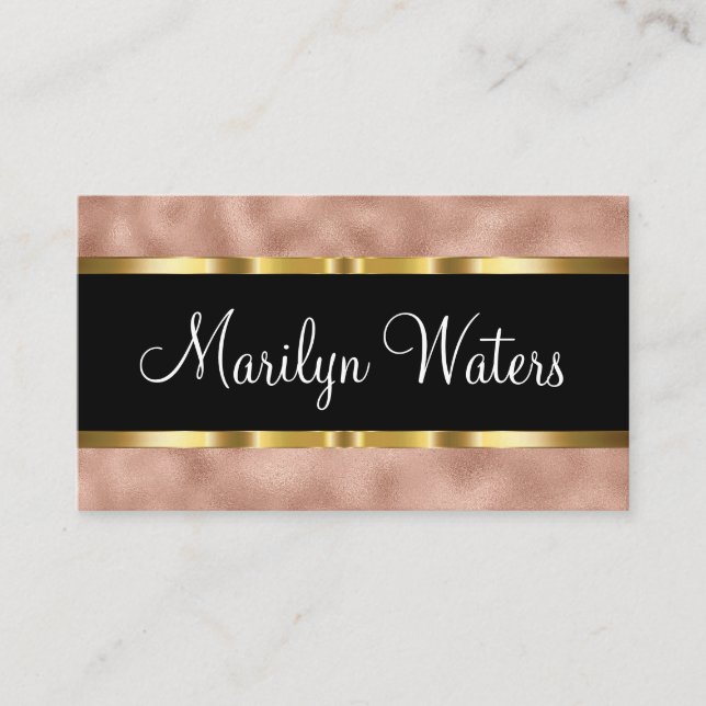 Classy Rose Gold Background Business Card (Front)