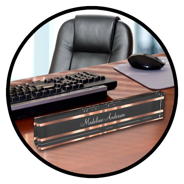 Classy Rose Gold Coloured Ladies Monogram Nameplate (Creator Uploaded)