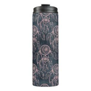 Classy Rose Gold dreamcatcher Grey Pattern Thermal Tumbler