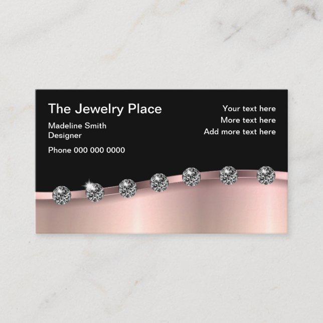 Classy Rose Gold Jewel Jewellery Business Card (Front)