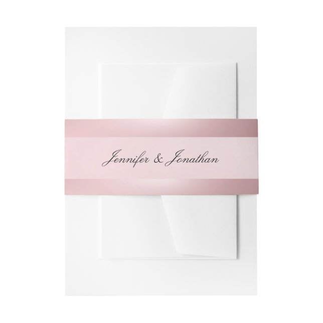 Classy Rose Gold Modern Typography Script Name Invitation Belly Band (Front Example)