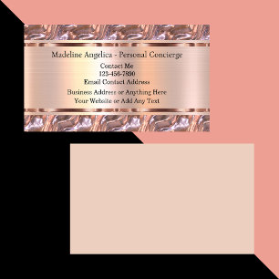Classy Rose Gold Personal Concierge Business Cards